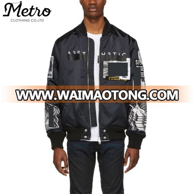 hot sale nylon digital printing satin bomber jackets men