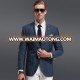 Super 130's 100% wool Notch Lapel blue two buttons jackets men